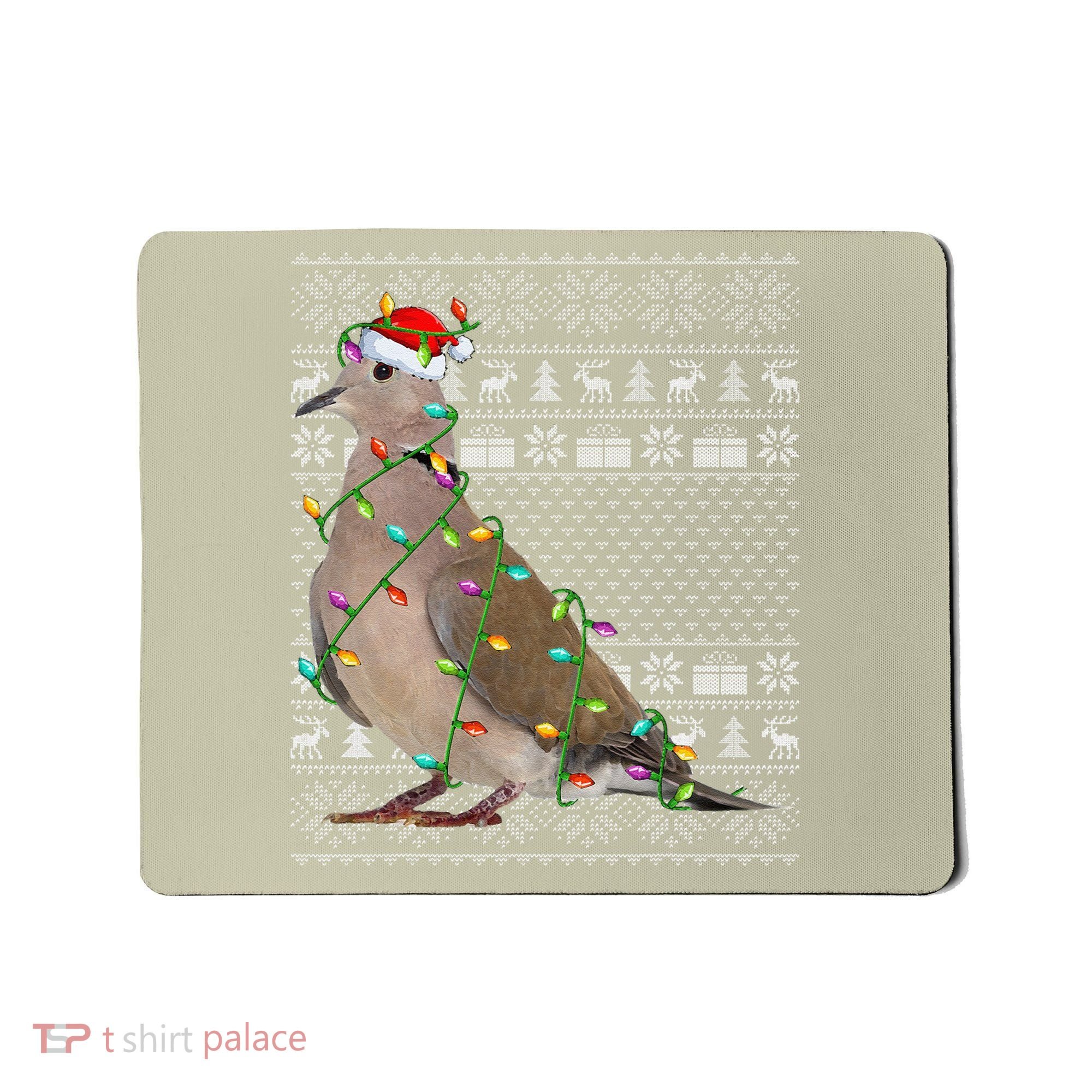 Ugly Xmas Lighting Santa Hat Mourning Dove Bird Christmas Mousepad