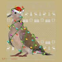 Ugly Xmas Lighting Santa Hat Mourning Dove Bird Christmas Kids T-Shirt thumb 2