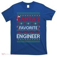 Ugly Xmas Lighting SantaS Favorite Engineer Christmas Gift T-Shirt thumb 0