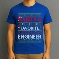 Ugly Xmas Lighting SantaS Favorite Engineer Christmas Gift T-Shirt thumb 3