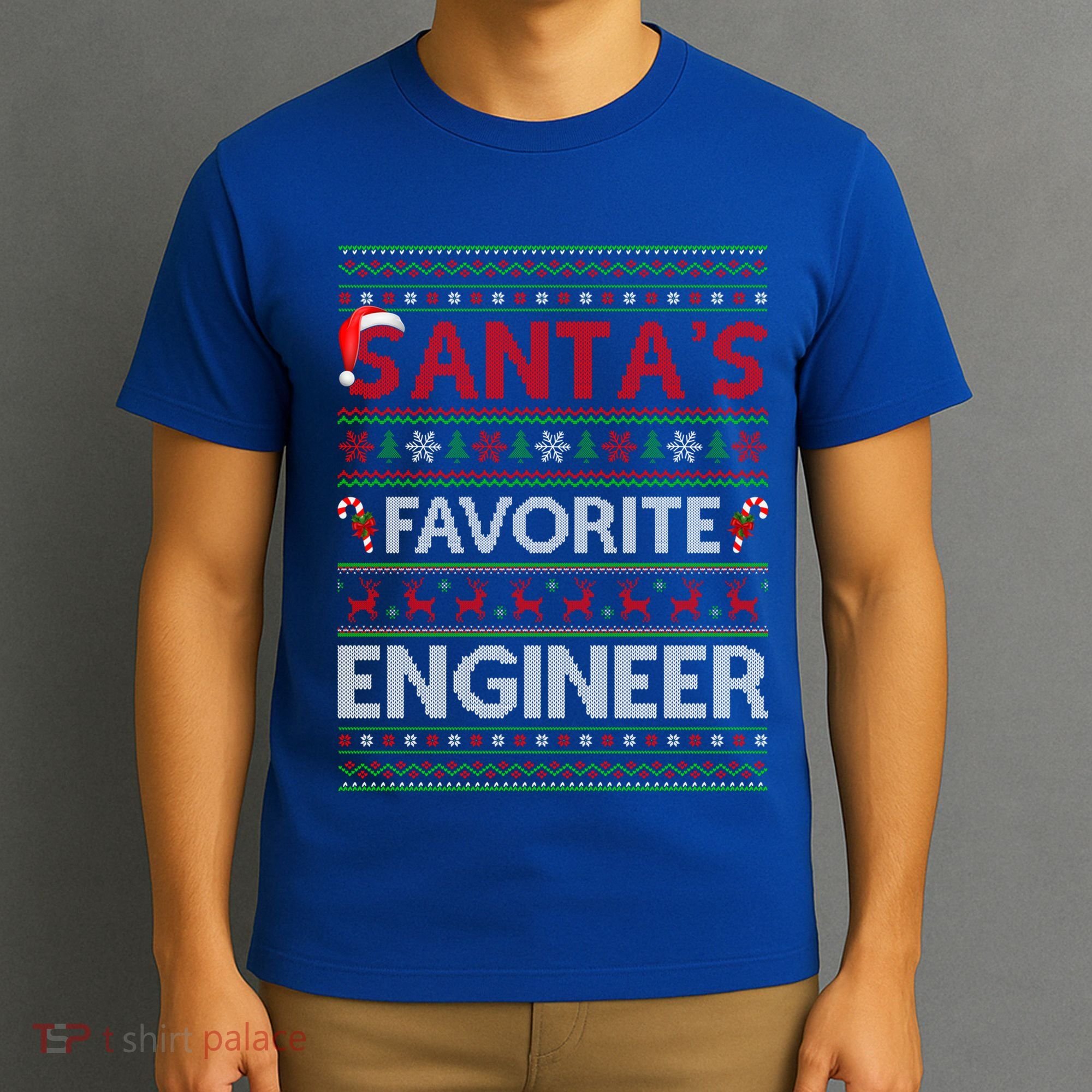 Ugly Xmas Lighting SantaS Favorite Engineer Christmas Gift T-Shirt