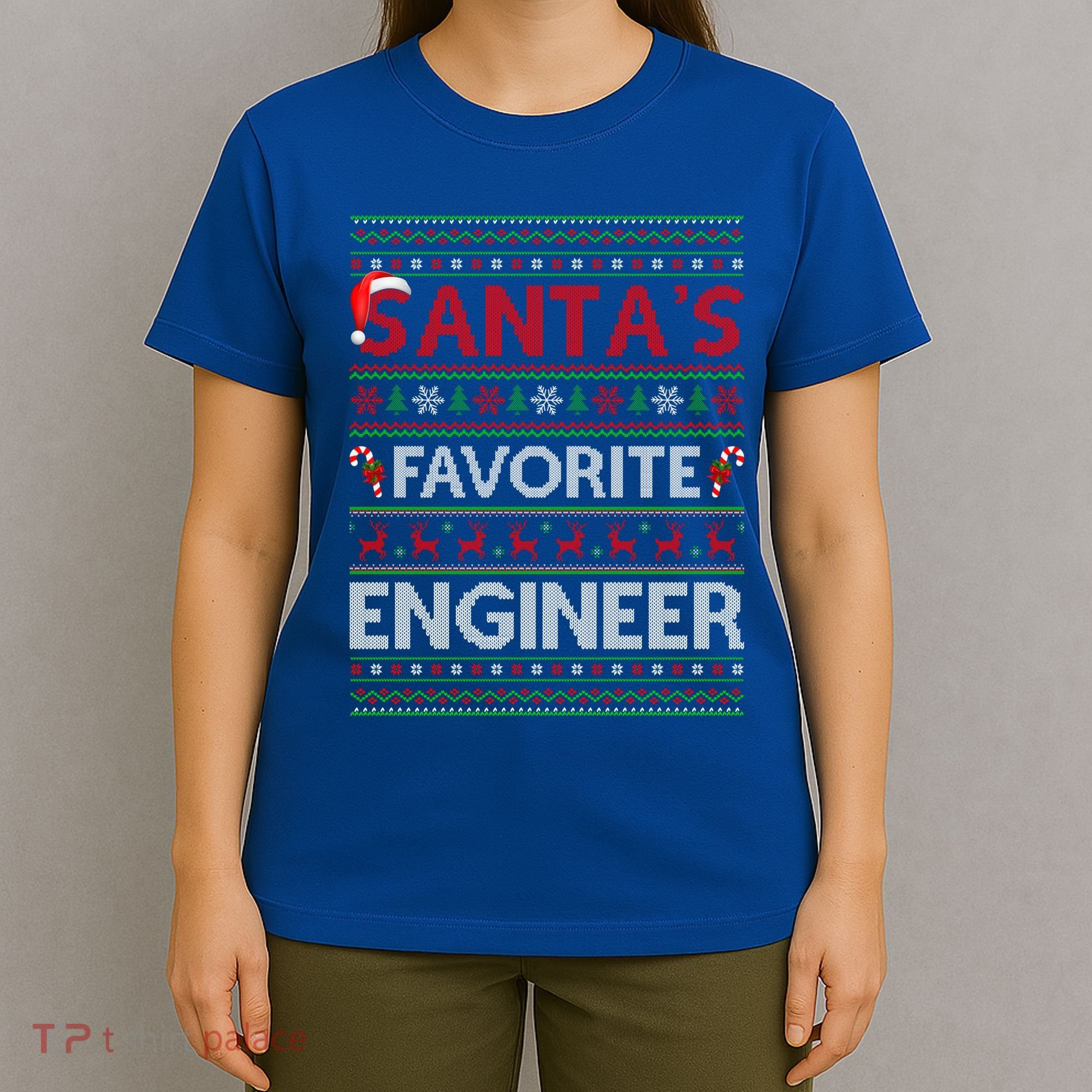 Ugly Xmas Lighting SantaS Favorite Engineer Christmas Gift T-Shirt
