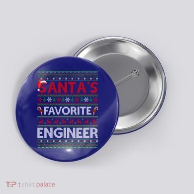 Ugly Xmas Lighting SantaS Favorite Engineer Christmas Gift Button