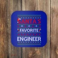 Ugly Xmas Lighting SantaS Favorite Engineer Christmas Gift Coaster thumb 0