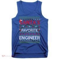 Ugly Xmas Lighting SantaS Favorite Engineer Christmas Gift Tank Top thumb 0