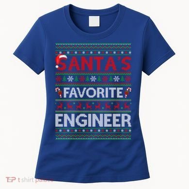Ugly Xmas Lighting SantaS Favorite Engineer Christmas Gift Women's T-Shirt