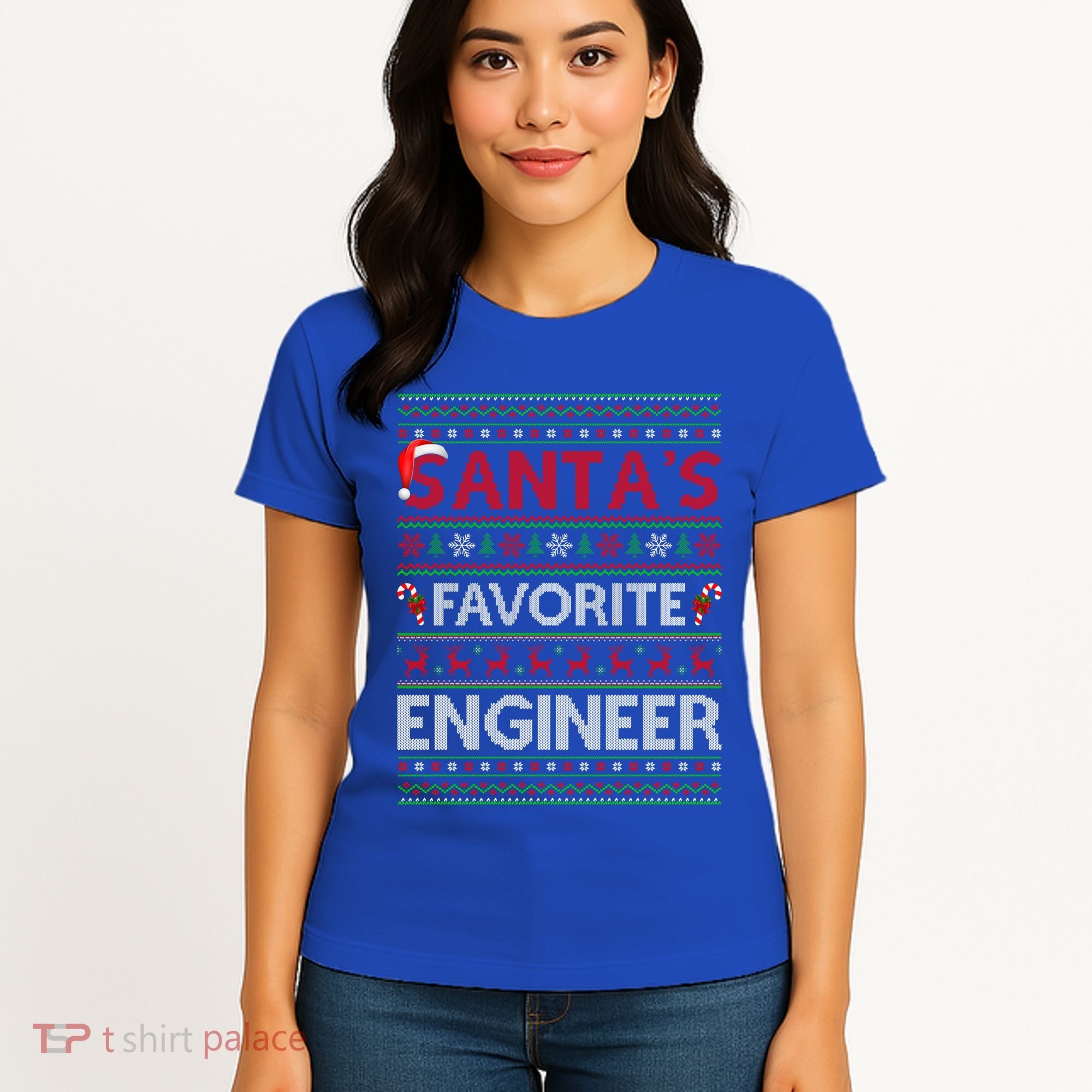 Ugly Xmas Lighting SantaS Favorite Engineer Christmas Gift Women's T-Shirt