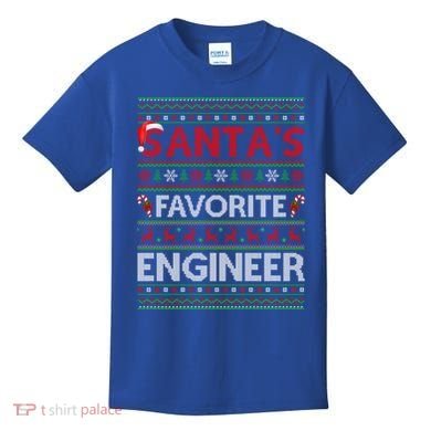 Ugly Xmas Lighting SantaS Favorite Engineer Christmas Gift Kids T-Shirt