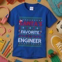 Ugly Xmas Lighting SantaS Favorite Engineer Christmas Gift Kids T-Shirt thumb 3