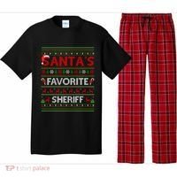 Ugly Xmas Lighting SantaS Favorite Sheriff Christmas Cute Gift Pajama Set thumb 0