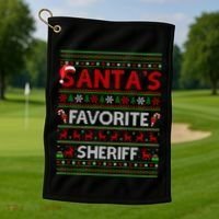 Ugly Xmas Lighting SantaS Favorite Sheriff Christmas Cute Gift Golf Towel thumb 1