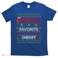 Ugly Xmas Lighting SantaS Favorite Sheriff Christmas Cute Gift T-Shirt thumb 0