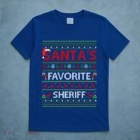 Ugly Xmas Lighting SantaS Favorite Sheriff Christmas Cute Gift T-Shirt thumb 5