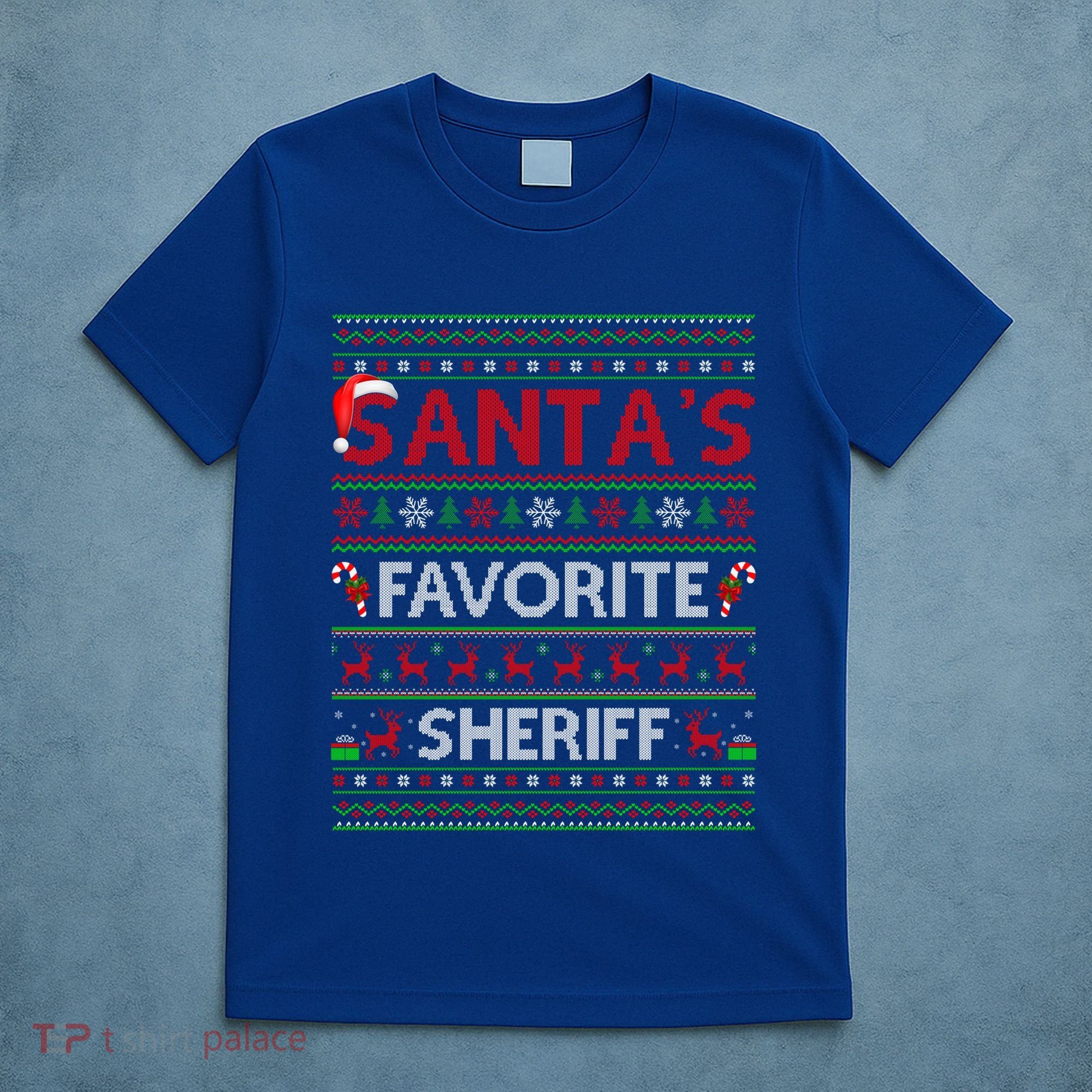 Ugly Xmas Lighting SantaS Favorite Sheriff Christmas Cute Gift T-Shirt