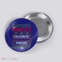 Ugly Xmas Lighting SantaS Favorite Sheriff Christmas Cute Gift Button thumb 0