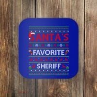 Ugly Xmas Lighting SantaS Favorite Sheriff Christmas Cute Gift Coaster thumb 0