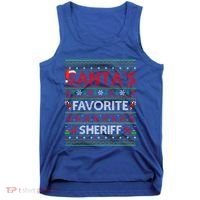 Ugly Xmas Lighting SantaS Favorite Sheriff Christmas Cute Gift Tank Top thumb 0