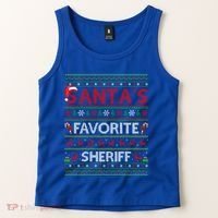 Ugly Xmas Lighting SantaS Favorite Sheriff Christmas Cute Gift Tank Top thumb 2