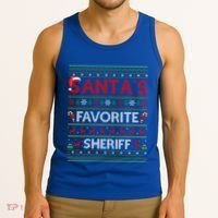 Ugly Xmas Lighting SantaS Favorite Sheriff Christmas Cute Gift Tank Top thumb 3