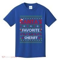 Ugly Xmas Lighting SantaS Favorite Sheriff Christmas Cute Gift Kids T-Shirt thumb 0