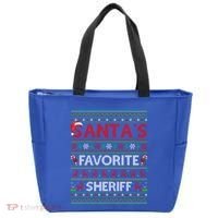 Ugly Xmas Lighting SantaS Favorite Sheriff Christmas Cute Gift Tote Bag thumb 0