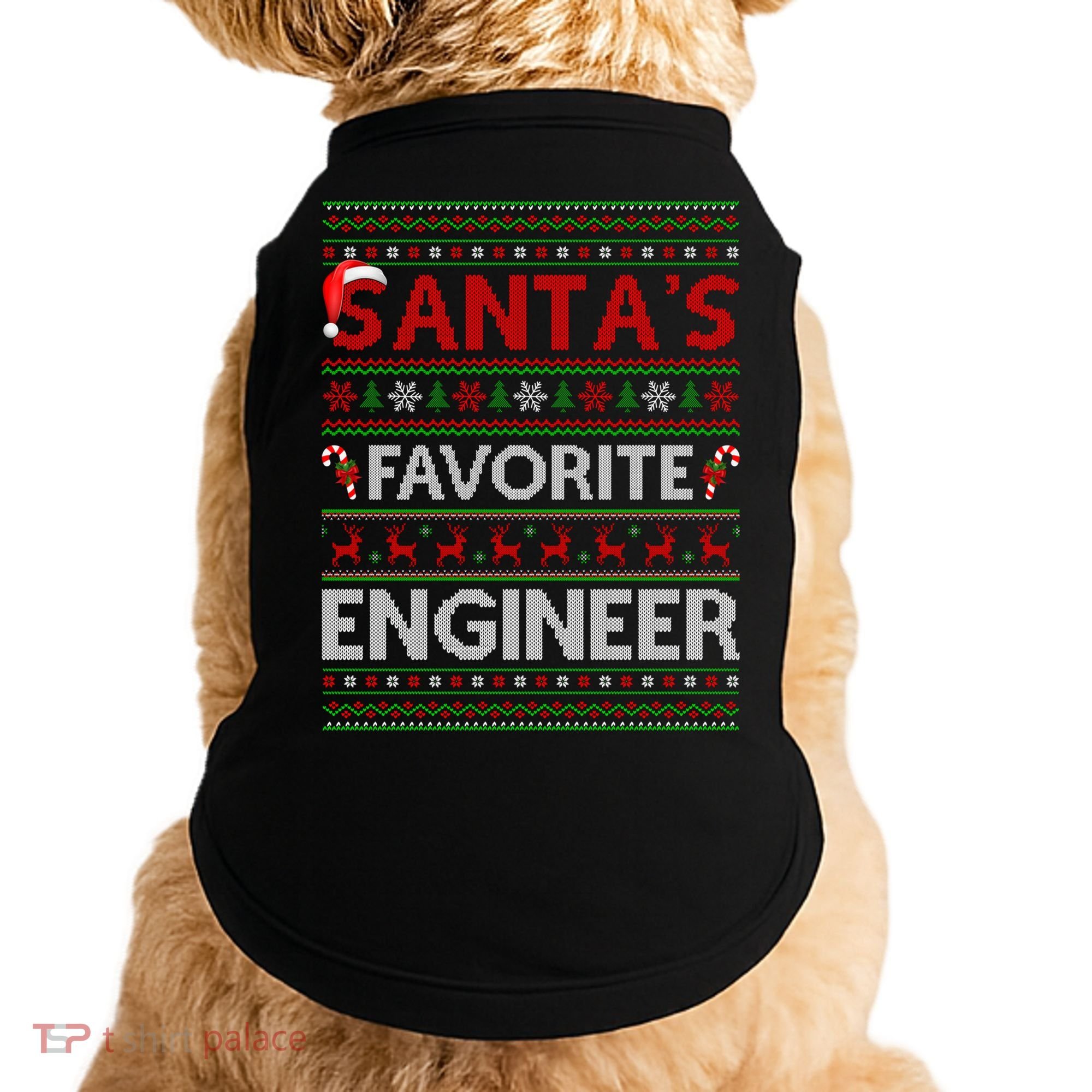 Ugly Xmas Lighting Santa's Favorite Engineer Christmas Gift Doggie Tank