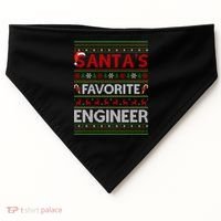 Ugly Xmas Lighting Santa's Favorite Engineer Christmas Gift USA-Made Doggie Bandana thumb 0