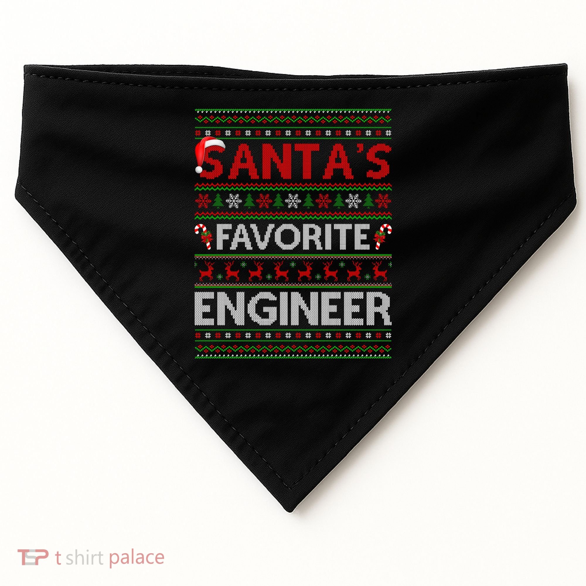 Ugly Xmas Lighting Santa's Favorite Engineer Christmas Gift USA-Made Doggie Bandana