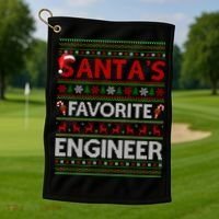 Ugly Xmas Lighting Santa's Favorite Engineer Christmas Gift Golf Towel thumb 1
