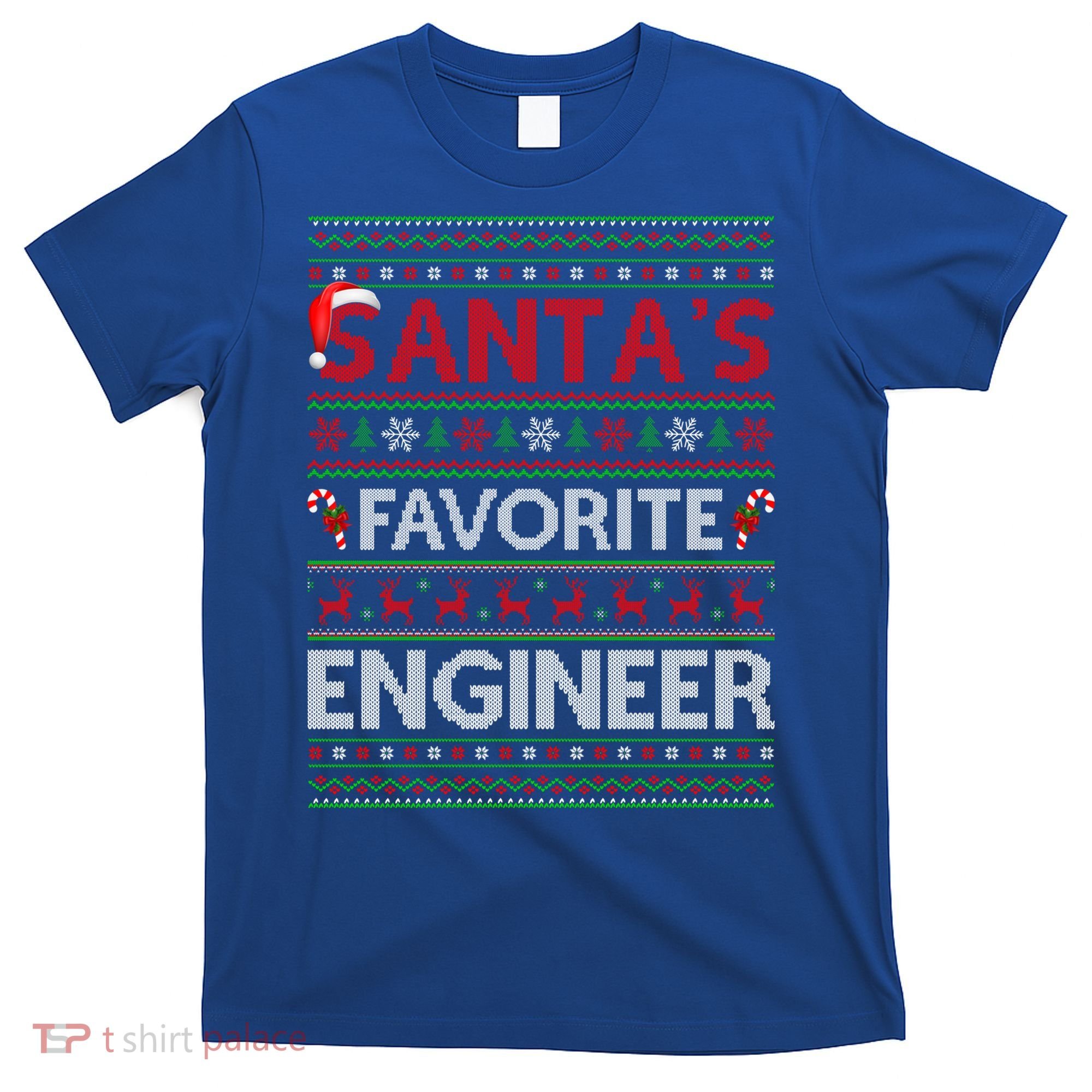 Ugly Xmas Lighting Santa's Favorite Engineer Christmas Gift T-Shirt