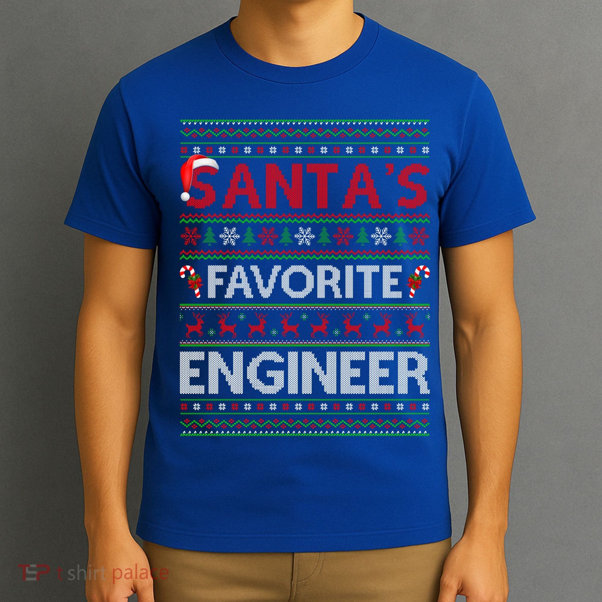 Ugly Xmas Lighting Santa's Favorite Engineer Christmas Gift T-Shirt