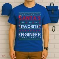 Ugly Xmas Lighting Santa's Favorite Engineer Christmas Gift T-Shirt thumb 6
