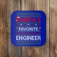 Ugly Xmas Lighting Santa's Favorite Engineer Christmas Gift Coaster thumb 0