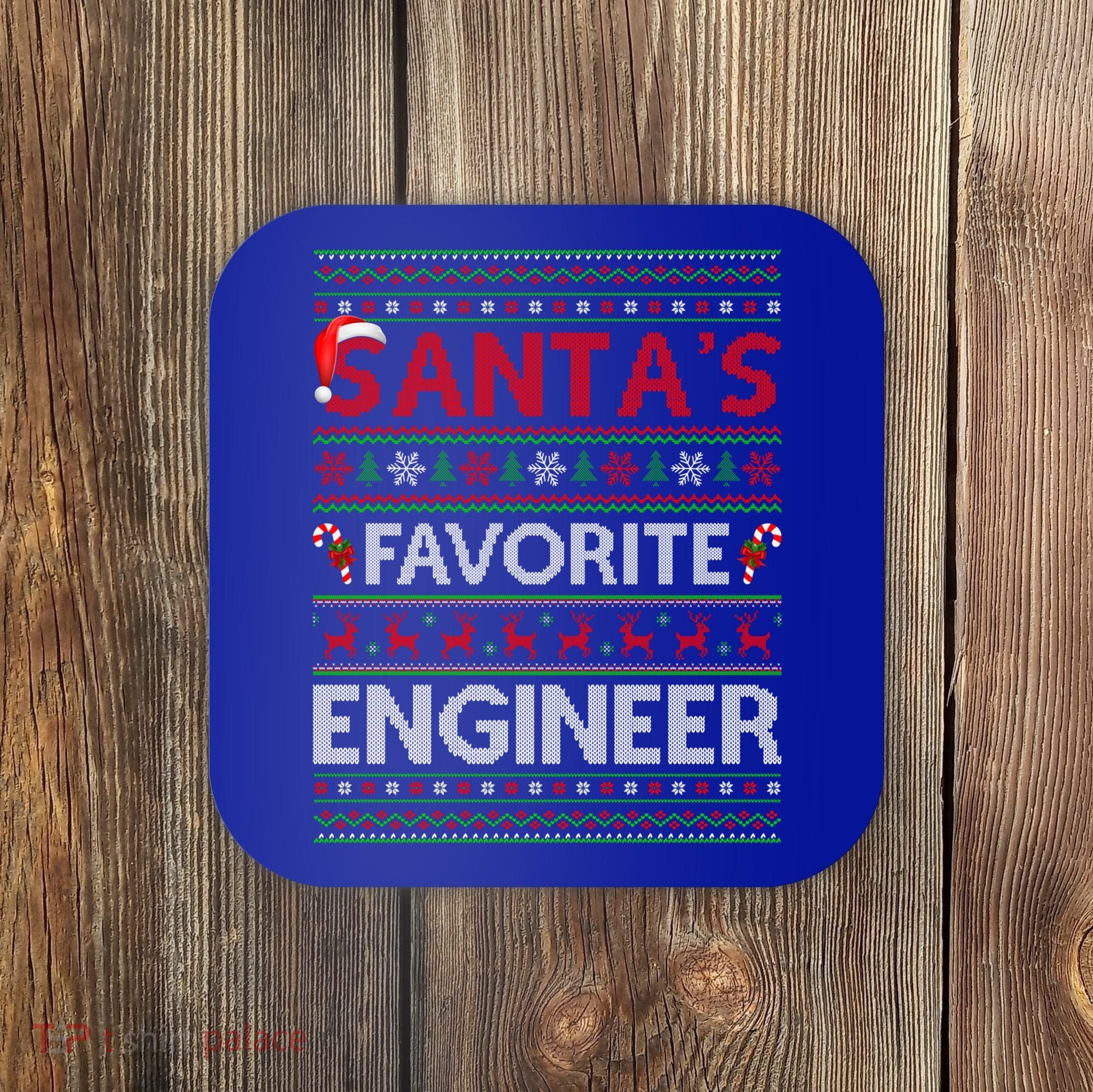 Ugly Xmas Lighting Santa's Favorite Engineer Christmas Gift Coaster