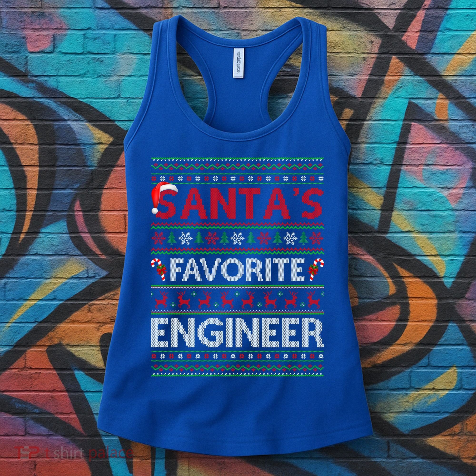 Ugly Xmas Lighting Santa's Favorite Engineer Christmas Gift Women's Tank Top