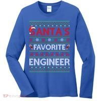 Ugly Xmas Lighting Santa's Favorite Engineer Christmas Gift Women's Long Sleeve Shirt thumb 0