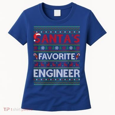 Ugly Xmas Lighting Santa's Favorite Engineer Christmas Gift Women's T-Shirt