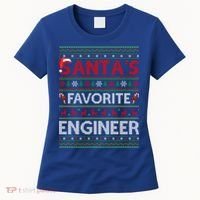 Ugly Xmas Lighting Santa's Favorite Engineer Christmas Gift Women's T-Shirt thumb 0