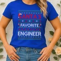 Ugly Xmas Lighting Santa's Favorite Engineer Christmas Gift Women's T-Shirt thumb 2