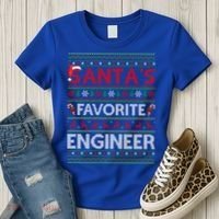 Ugly Xmas Lighting Santa's Favorite Engineer Christmas Gift Women's T-Shirt thumb 3