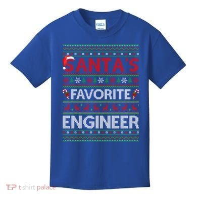 Ugly Xmas Lighting Santa's Favorite Engineer Christmas Gift Kids T-Shirt