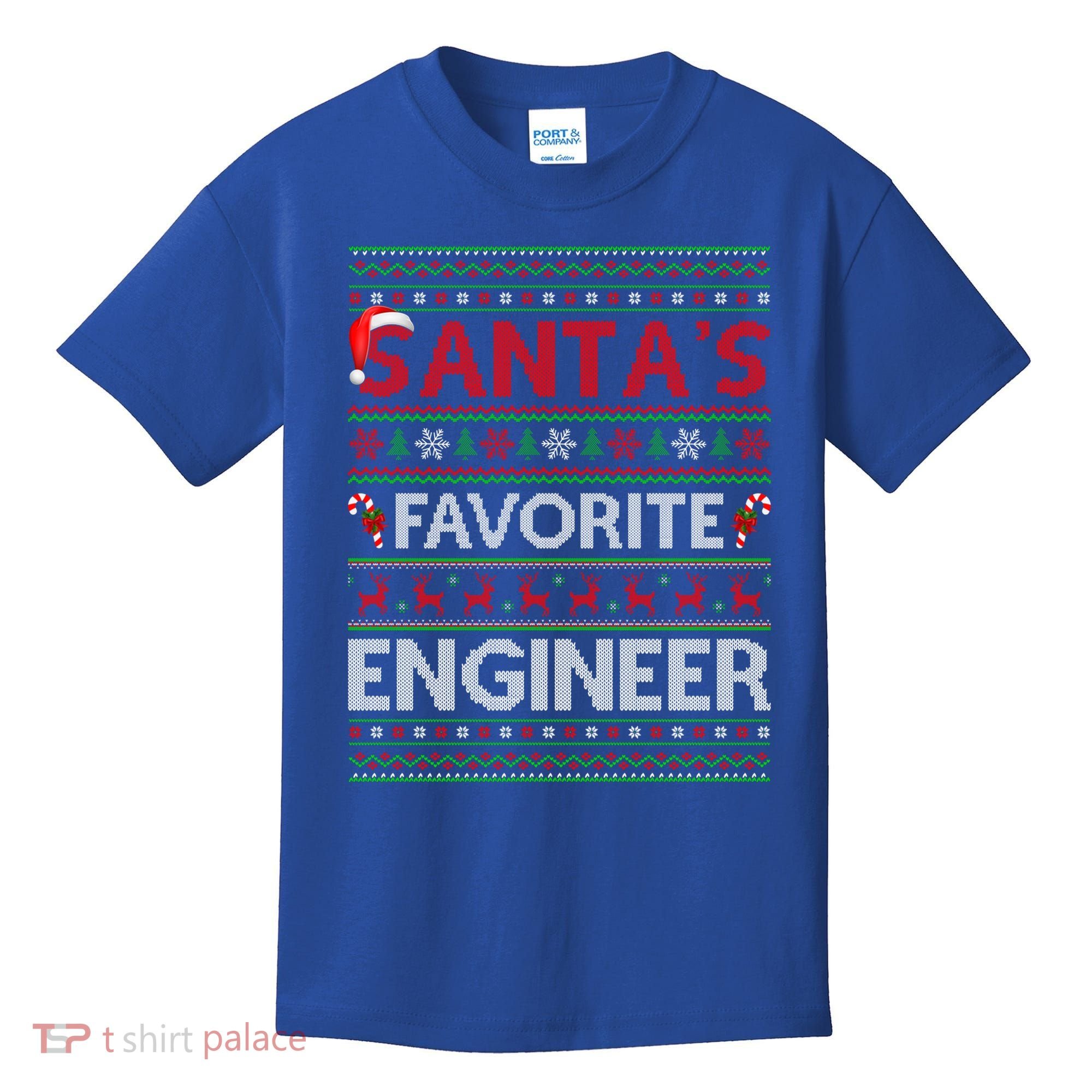 Ugly Xmas Lighting Santa's Favorite Engineer Christmas Gift Kids T-Shirt