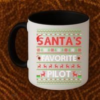 Ugly Xmas Lighting Santa's Favorite Pilot Christmas Funny Gift Coffee Mug thumb 2