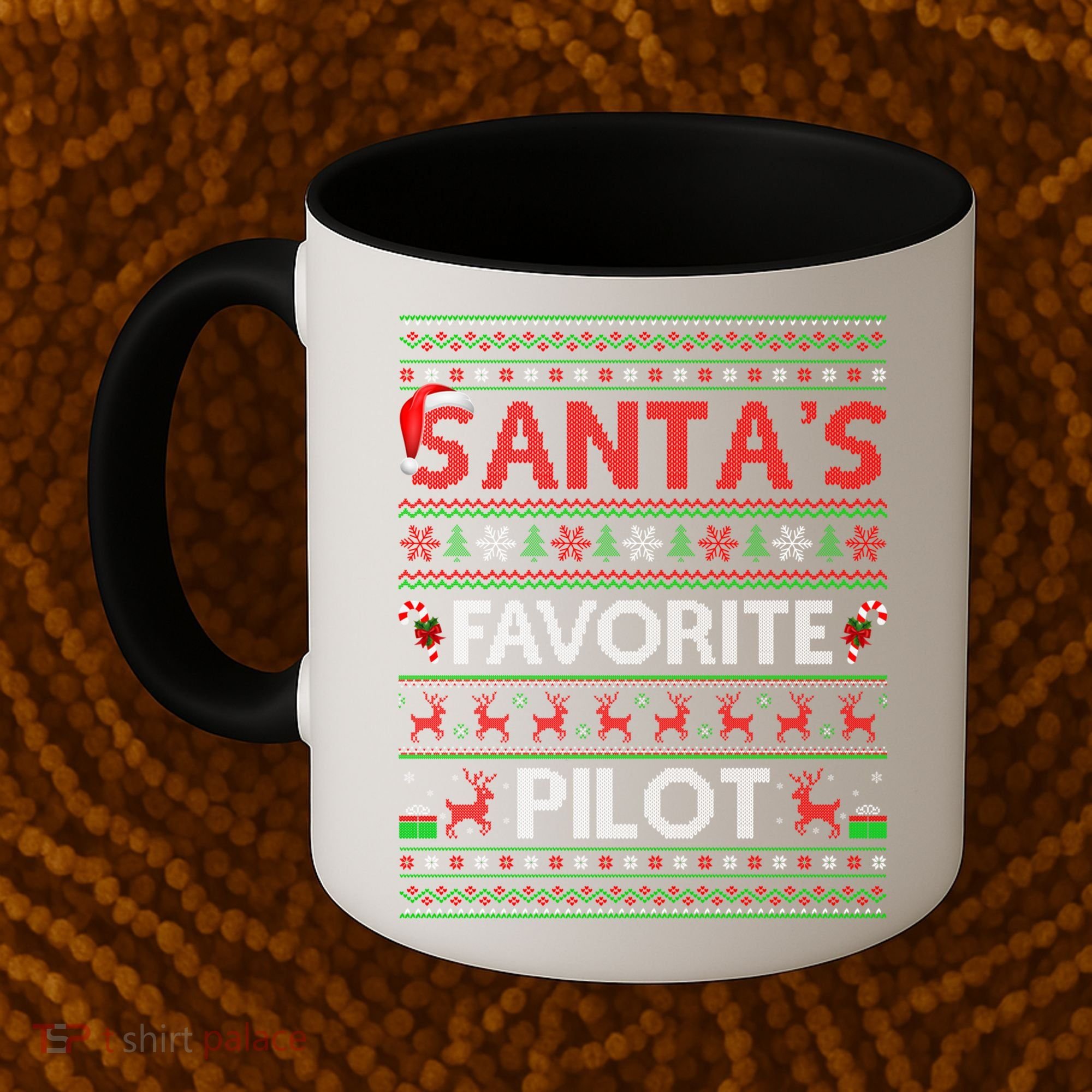 Ugly Xmas Lighting Santa's Favorite Pilot Christmas Funny Gift Coffee Mug