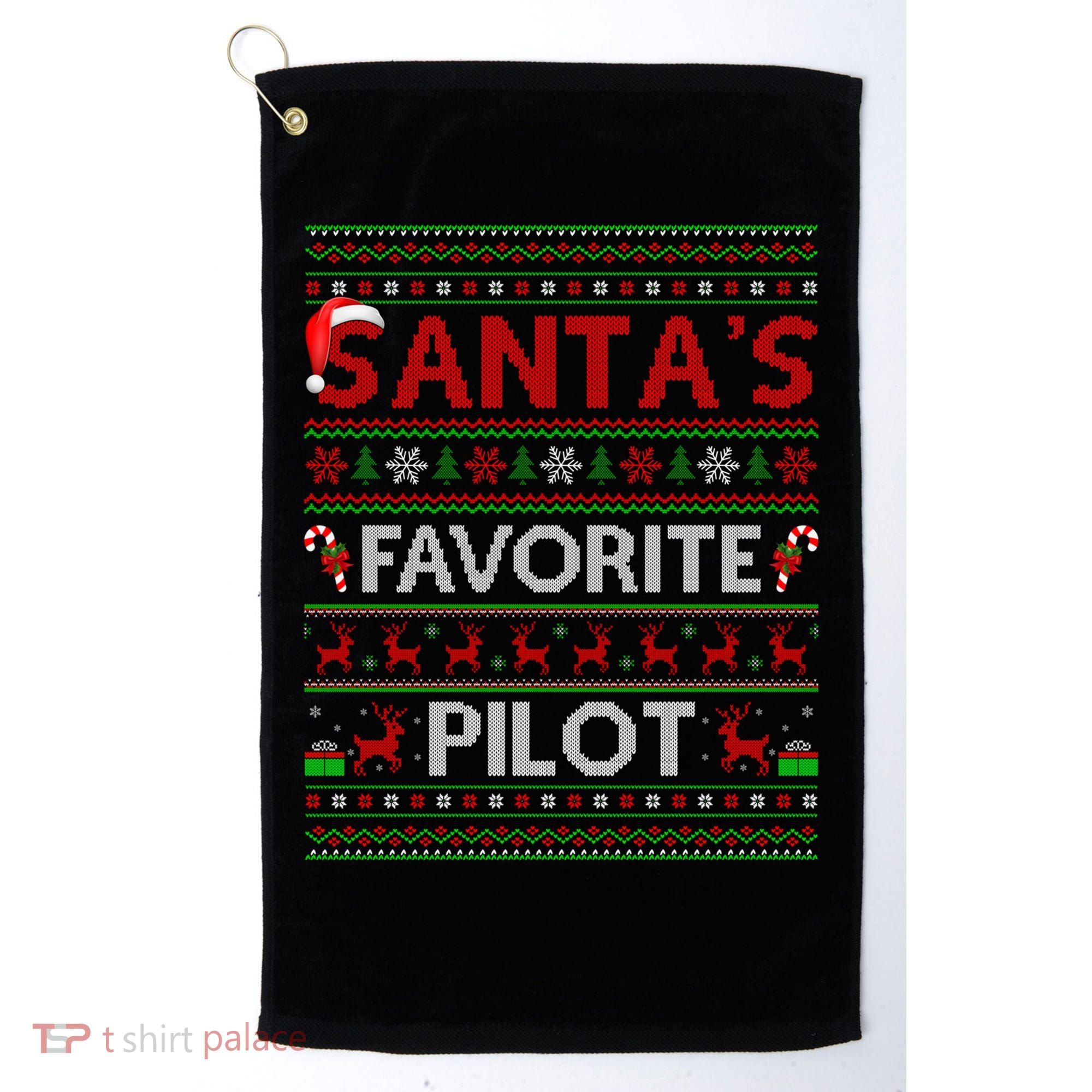 Ugly Xmas Lighting Santa's Favorite Pilot Christmas Funny Gift Golf Towel