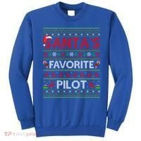 Ugly Xmas Lighting Santa's Favorite Pilot Christmas Funny Gift Sweatshirt thumb 0