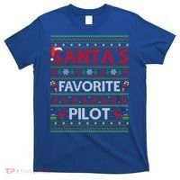 Ugly Xmas Lighting Santa's Favorite Pilot Christmas Funny Gift T-Shirt thumb 0