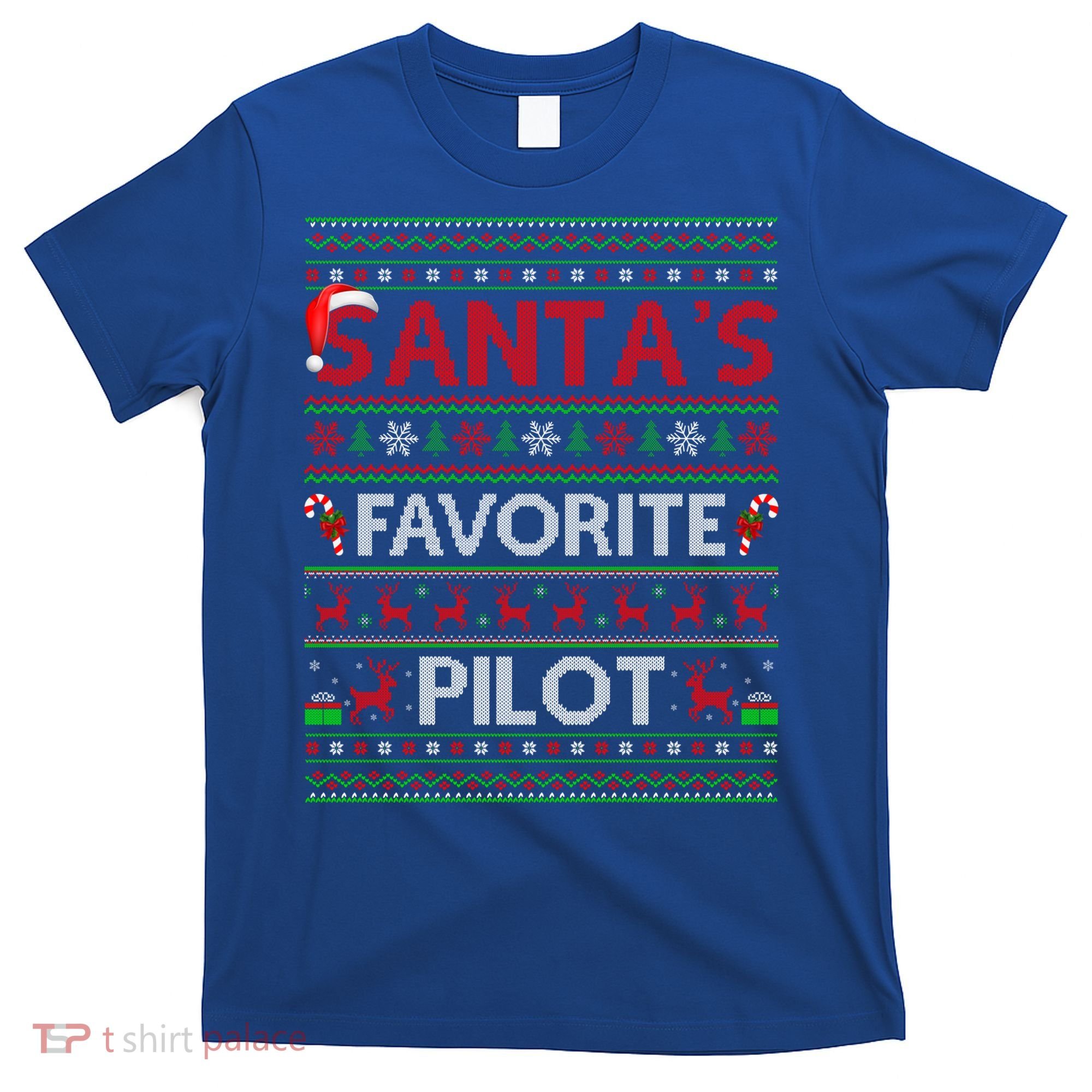 Ugly Xmas Lighting Santa's Favorite Pilot Christmas Funny Gift T-Shirt