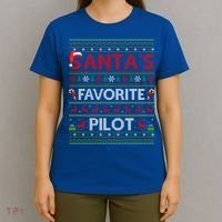 Ugly Xmas Lighting Santa's Favorite Pilot Christmas Funny Gift T-Shirt thumb 4