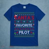 Ugly Xmas Lighting Santa's Favorite Pilot Christmas Funny Gift T-Shirt thumb 5